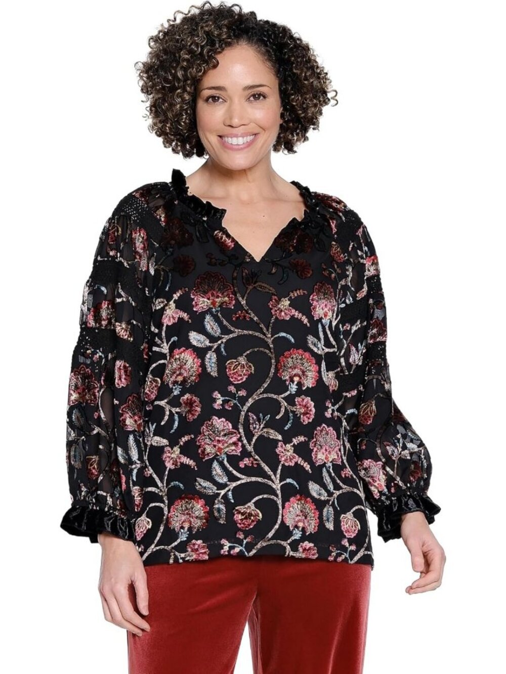 Chic Women's Burnout Velvet Top - Stylish, Soft, Trendy Fashion Essential